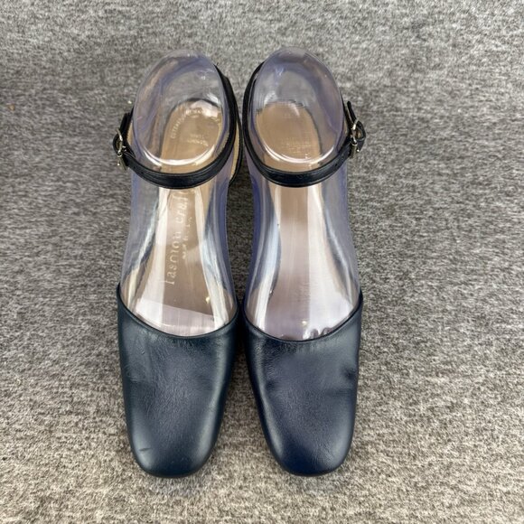 ✅VTG Fashion Craft Heels Womens 7.5 2A/4A Blue Leather Ankle Strap✅Nostalgia USA - Picture 8 of 14